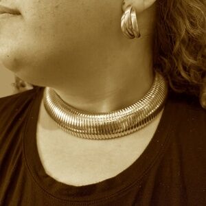 Chunky Omega Choker & Half Open Hoops Set